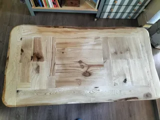 MESA RÚSTICA ARTESANAL DE MADERA MACIZA