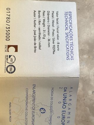 Portogallo 8 Euro, oncia Argento 925