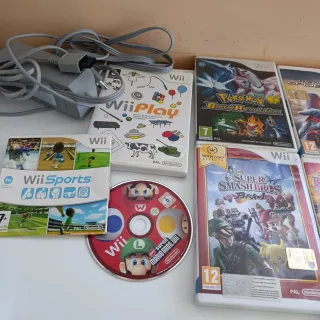 Nintendo Wii 5 Wiimote giochi Pokémon Mario kirby