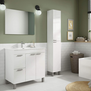 Mueble de Baño, Lavabo y Espejo 2 Puertas y 2 Caj