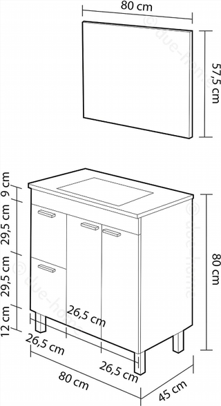 Mueble de Baño, Lavabo y Espejo 2 Puertas y 2 Caj