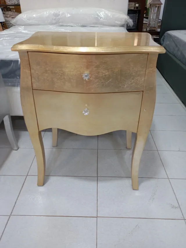 Cómoda 2 Cajones Madera negro y Dorado