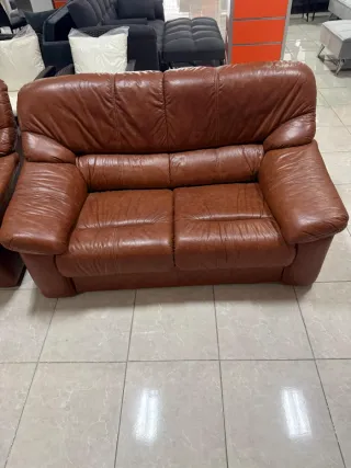 Sofá de piel marrón 2 plazas