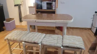 Mesa extensible madera con bancos