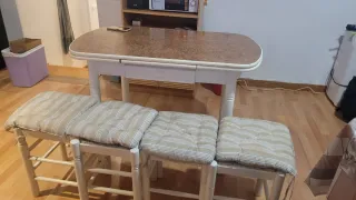 Mesa extensible madera con bancos