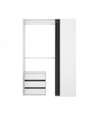 Kit Vestidor con Cortina 3 Cajones. Blanco