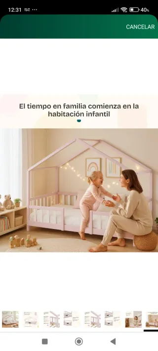 Cama cabaña casita rosa 90x200 treviolo nueva