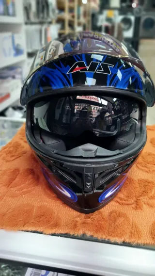 Casco Moto Abatible Azul AIS