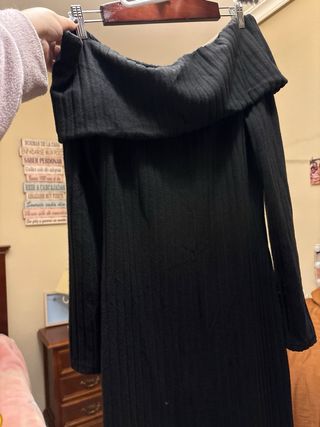 Vestido cuello vuelto canalé negro