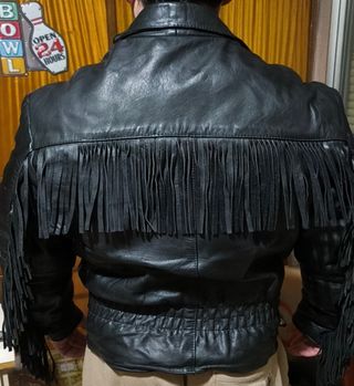 Chaqueta de cuero gruesa con flecos T50