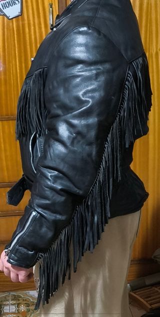 Chaqueta de cuero gruesa con flecos T50