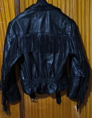 Chaqueta de cuero gruesa con flecos T50