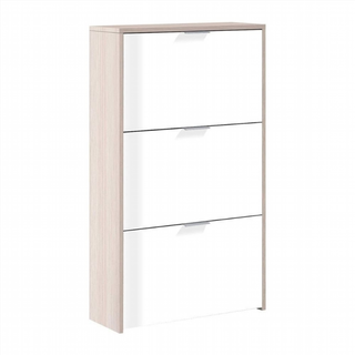 Zapatero 3 Trampones. Blanco Brillo y Roble