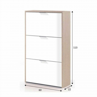 Zapatero 3 Trampones. Blanco Brillo y Roble