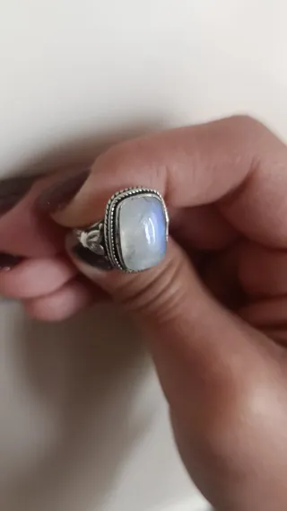 Anillo Plata 925 Piedra Luna Talla 17.6mm