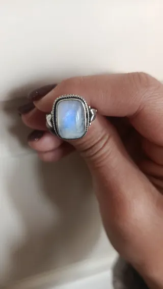 Anillo Plata 925 Piedra Luna Talla 17.6mm