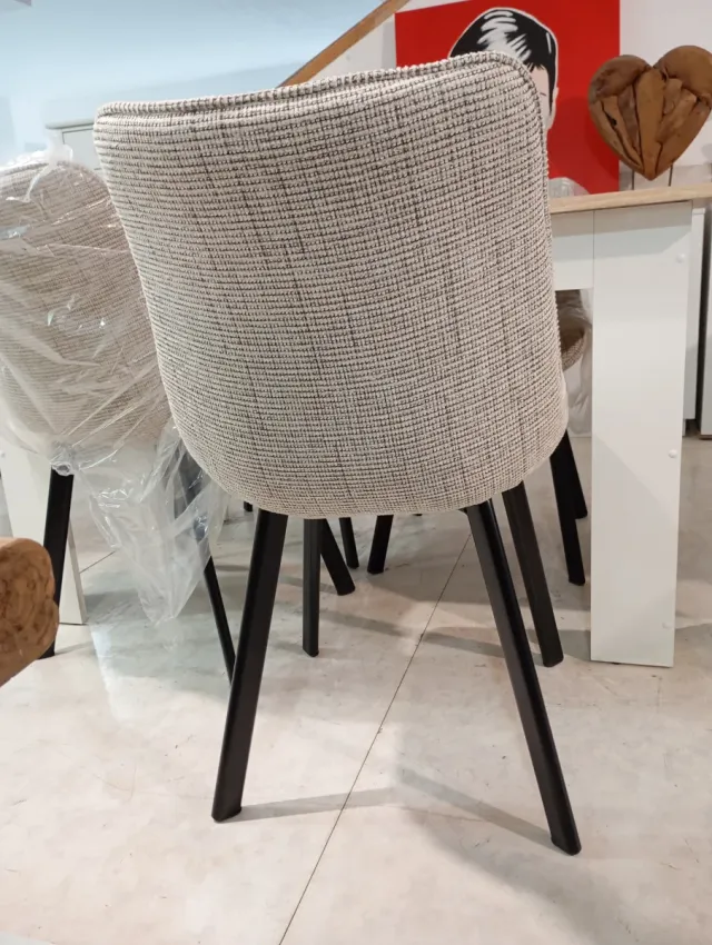 Sillas YIF tela y metal beige/negro