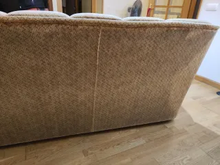 Conjunto 3+2 sofás vintage tela y madera