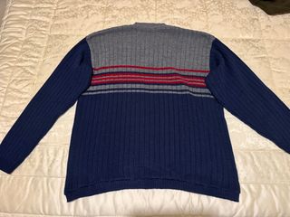 Maglione a righe V, colore grigio/blu, taglia XL