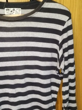 Camisa Rayas Marinas y Gris Fabricada en Portugal