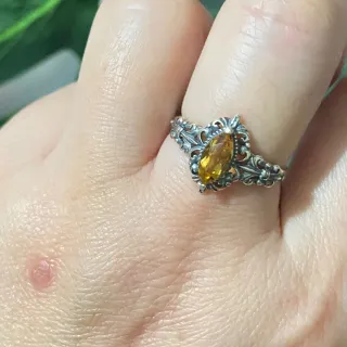Anillo Plata Citrino Natural Marquise