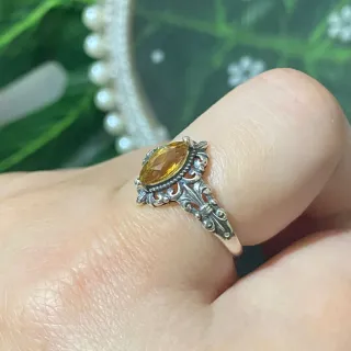 Anillo Plata Citrino Natural Marquise