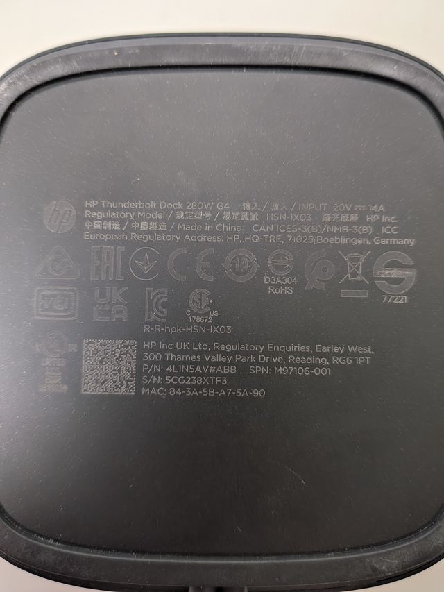 Base de conexión HP Thunderbolt 4 280W