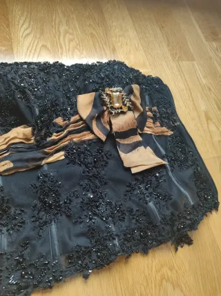 Conjunto Fiesta Corse y Falda Larga Negro/Oro