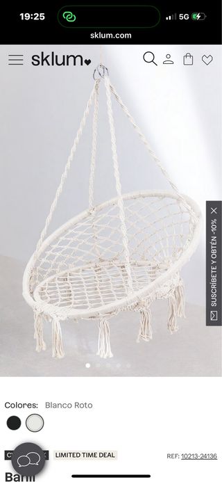Columpio de tela blanco roto Sklum