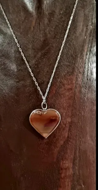 Colgante Corazón Ámbar y Plata