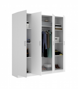 Armario 200x215x52 Cm 4 Puertas Maxi. Blanco