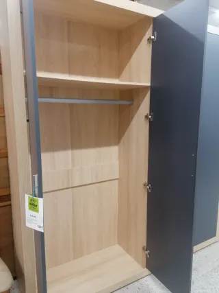 Armario 4 puertas madera y gris