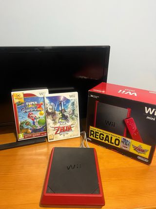 Nintendo Wii Mini Rossa con Scatola Originale + Giochi