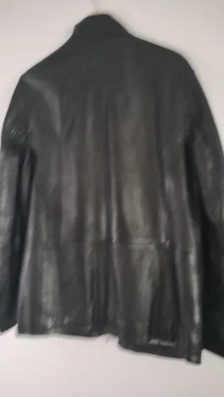 Cazadora de cuero negro-Caramelo