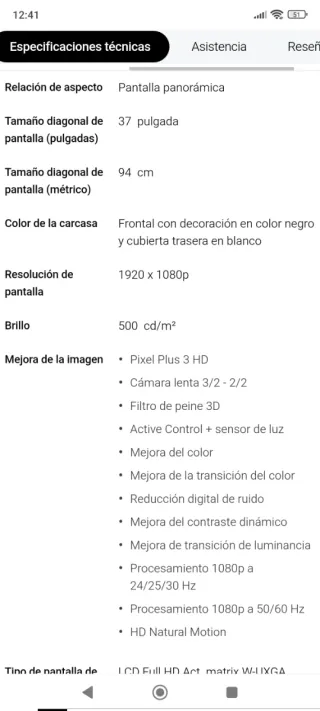 Televisor Philips 37 Negro/Plata