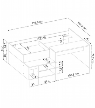 Cama Juvenil Compacta Con Escritorio. Natural / B