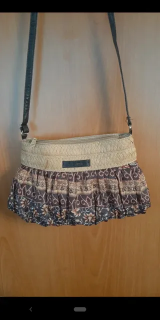 Bolso bandolera beige y multicolor