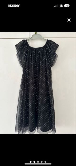 Vestido niña negro lunares tul 6/7 años