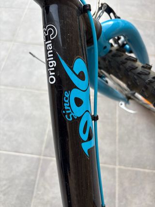 Bicicleta infantil negra y azul