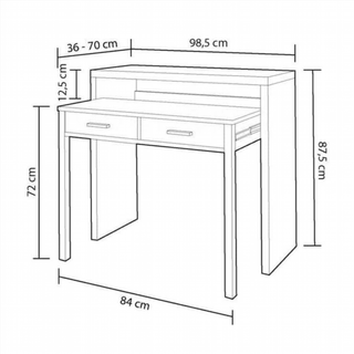 Escritorio Extensible. Blanco Artik y Roble Canad