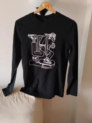 Camiseta manga larga hombre negra