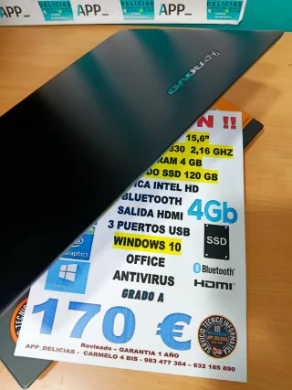 Portátil Lenovo Celeron 4GB RAM 120GB SSD