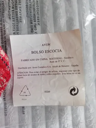 Bolso de mano Avon Escocia cuadros rojos