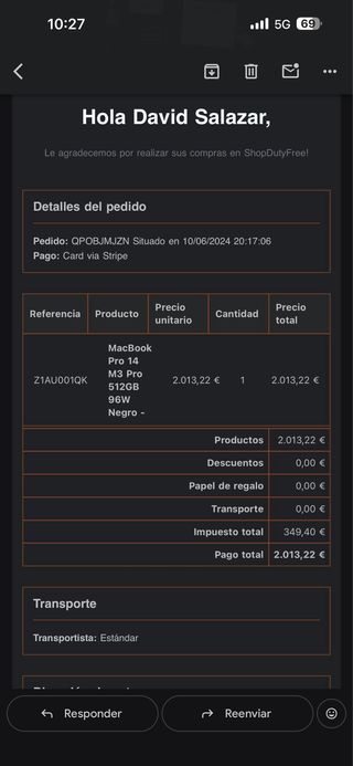 MacBook Pro 14" (M3 Pro, 18GB RAM, 512GB) de 2024
