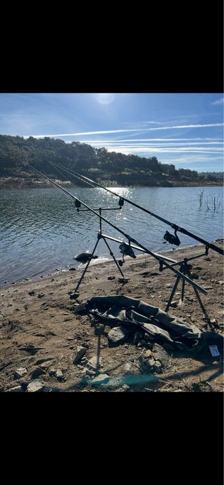2 Cañas de Carpfishing + Soporte