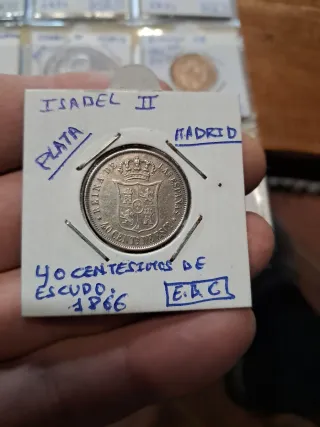 Isabel II 40 Cent. Escudo Plata Madrid 1866