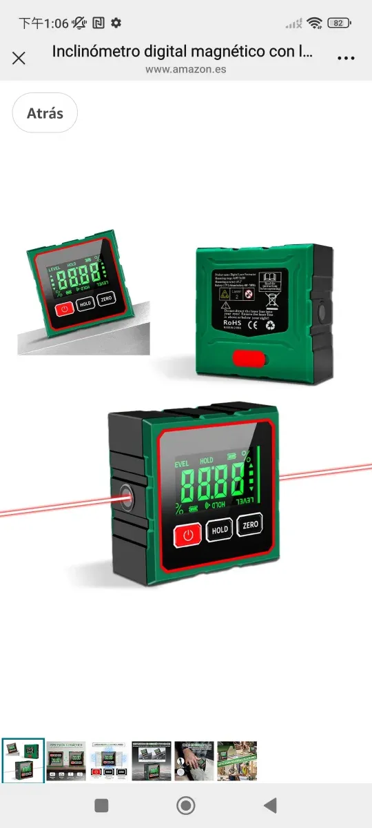 Inclinómetro digital magnético con láser