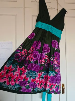 Vestido Desigual Seda Estampado Floral T.38