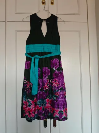 Vestido Desigual Seda Estampado Floral T.38