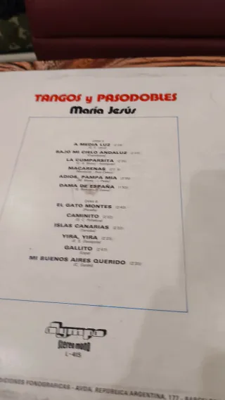 Lote 4 Vinilos Habaneras, Tango, Pasodoble, Jotas